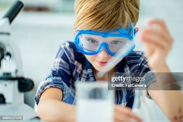 chemistry experiment - safety glasses at home stock pictures, royalty-free photos & images