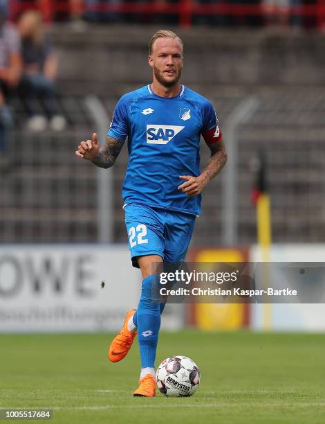 Kevin Vogt of Hoffenheim drives the ball during the pre-saeson friendly match between Queens Park Rangers and TSG 1899 Hoffenheim on July 21, 2018 in...