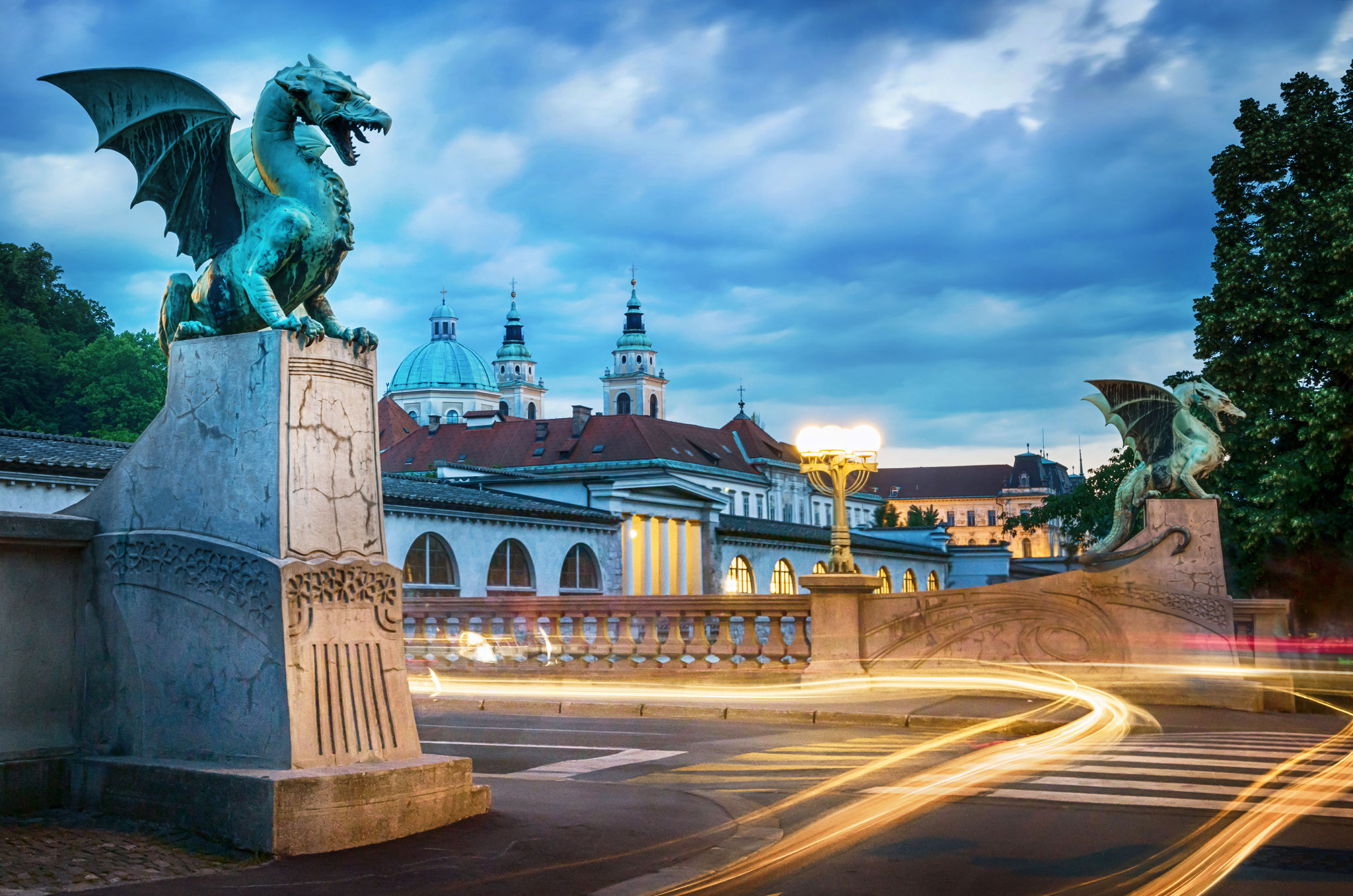 Dragon bridge (Zmajski most), symbol of Ljubljana, capital of Slovenia, Europe. Dragon bridge (Zmajski most), symbol of Ljubljana, capital of Slovenia, Europe.