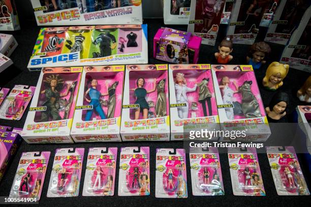 Spice Girls memorabilia goes on display during the 'SpiceUp London' exhibition press launch at Business Design Centre on July 26, 2018 in London,...