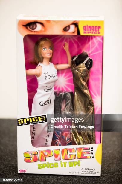 Spice Girls memorabilia goes on display during the 'SpiceUp London' exhibition press launch at Business Design Centre on July 26, 2018 in London,...