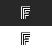 F letter, monogram identity logo, minimal style linear typography design element, stylish black and white lines emblem