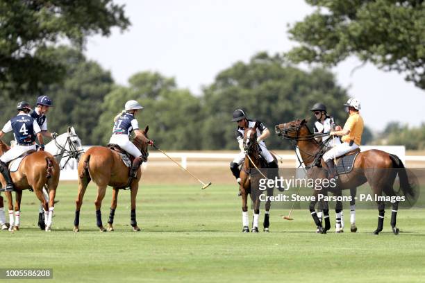 The Duke of Sussex takes part in the Sentebale ISPS Handa Polo Cup at the Royal County of Berkshire Polo Club in Windsor.