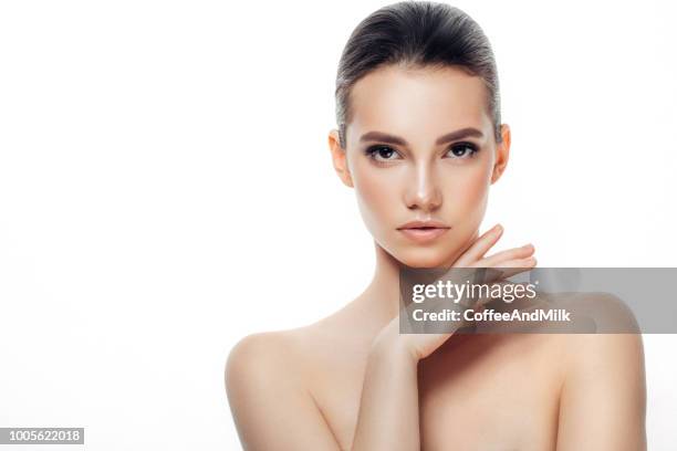 beautiful young woman with fresh skin - woman perfect body imagens e fotografias de stock