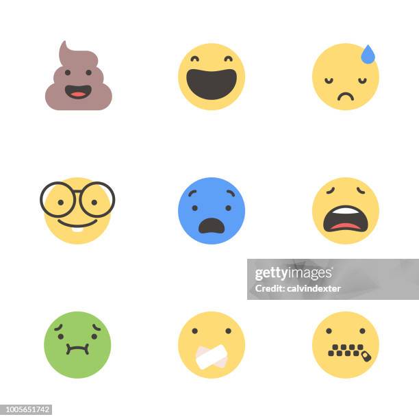 cute minimalistic emoticons - nerd stock illustrations
