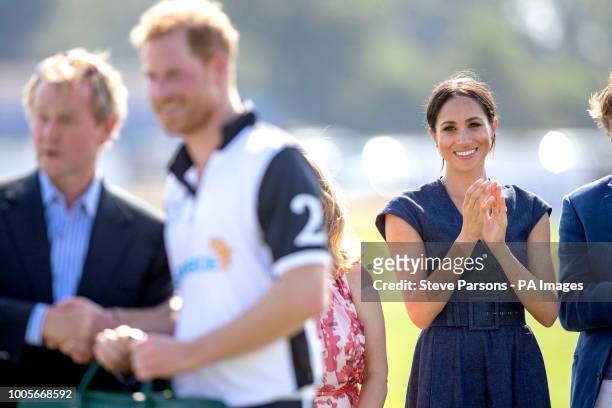The Duke and Duchess of Sussex during the Sentebale ISPS Handa Polo Cup at the Royal County of Berkshire Polo Club in Windsor.