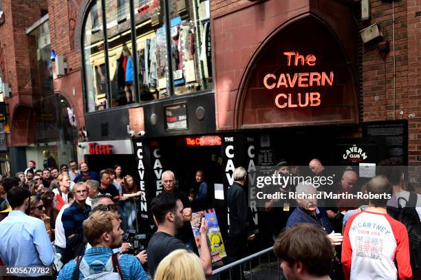 Fans of Paul McCartney make their way inside The Cavern Club, as the singer plays a one off gig at the legendary venue on July 26, 2018 in Liverpool,...