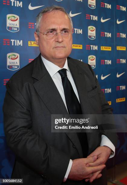 Lazio President Claudio Lotito attends the Serie A 2018/19 Fixture unveiling on July 26, 2018 in Milan, Italy.