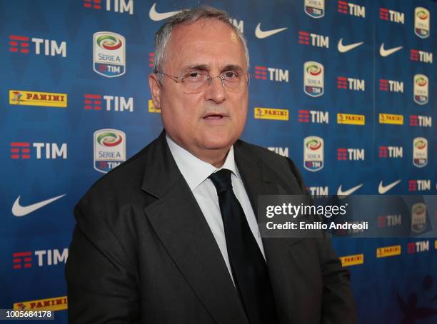 Lazio President Claudio Lotito attends the Serie A 2018/19 Fixture unveiling on July 26, 2018 in Milan, Italy.