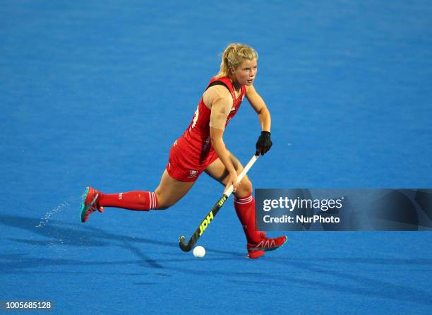Sophie Bray of England Womenduring FIH Hockey Women's World Cup 2018 Day Four match Pool B game 12 between USA and England at Lee Valley Hockey &amp;...