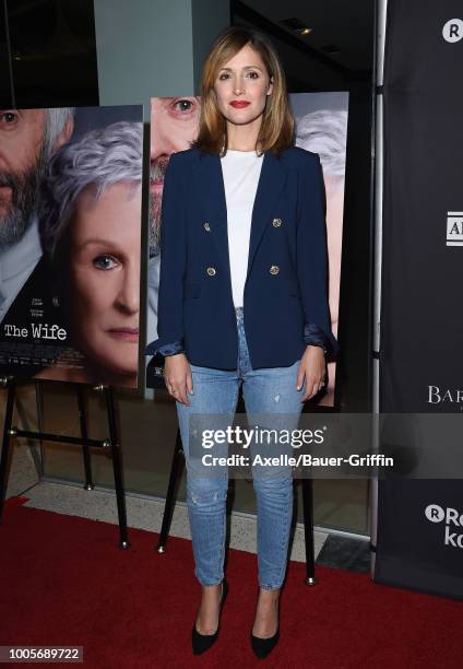 Rose Byrne arrives at Sony Pictures Classics' Los Angeles premiere of 'The Wife' at Pacific Design Center on July 23, 2018 in West Hollywood,...