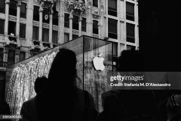 General view during the Apple store opening in Milan at Piazza Liberty on July 26, 2018 in Milan, Italy.