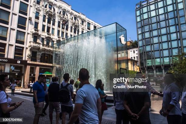 The grand opening of the new Apple Store in Piazza Liberty, Milano, Italy, on 25 July 2018. The new Apple Store is designed by Stefan Behling, from...