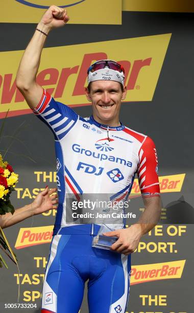 Arnaud Demare of France and Groupama FDJ celebrates winning stage 18 of Le Tour de France 2018 between Trie-sur-Baise and Pau on July 26, 2018 in...