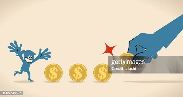 big hand giving dollar currency money to entice businesswoman - corruption abstract stock illustrations