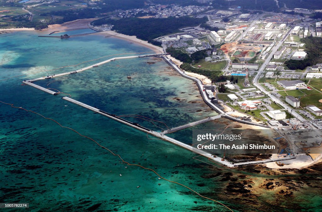 Henoko Project In this aerial image, Henoko district, where land reclamation work ...