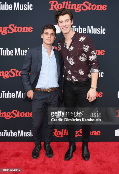 Gus Wenner and Shawn Mendes attend The Rolling Stone Relaunch on July 26, 2018 in New York City.