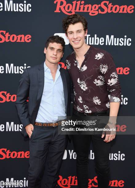 Gus Wenner and Shawn Mendes attend The Rolling Stone Relaunch on July 26, 2018 in New York City.