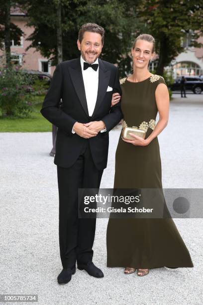 Austrian politician Harald Mahrer and his wife Andrea Samonigg-Mahrer during the ISA gala at Schloss Leopoldskron on July 26, 2018 in Salzburg,...