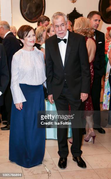Federal President of AustriaAlexander van der Bellen and his wife Doris Schmidauer during the ISA gala at Schloss Leopoldskron on July 26, 2018 in...