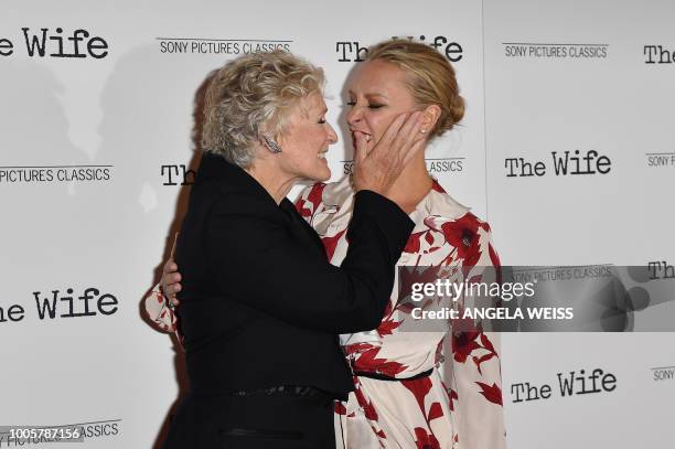 Actresses Glenn Close and Annie Starke arrive for the New York screening of "The Wife" at Paley Center on July 26, 2018 in New York City.