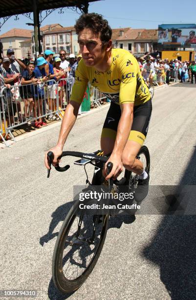 Geraint Thomas of Great Britain and Team Sky at the start of stage 18 of Le Tour de France 2018 between Trie-sur-Baise and Pau on July 26, 2018 in...