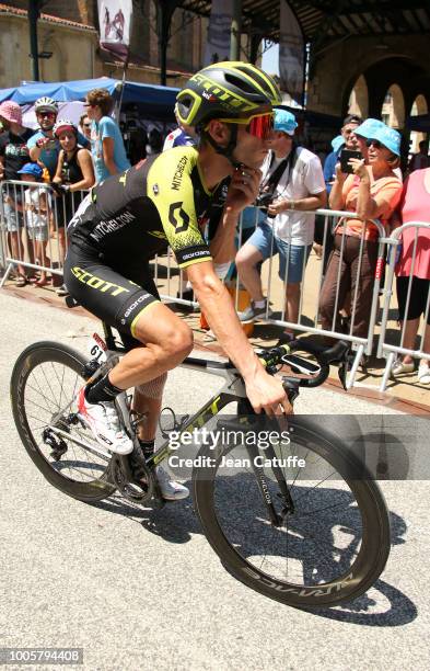 Adam Yates of Great Britain and Team MitcheltonScott at the start of stage 18 of Le Tour de France 2018 between Trie-sur-Baise and Pau on July 26,...