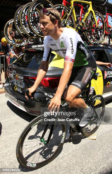 Edvald Boasson Hagen of Norway and Team Dimension Data at the start of stage 18 of Le Tour de France 2018 between Trie-sur-Baise and Pau on July 26,...