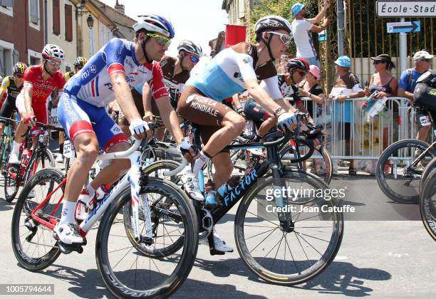 Olivier Le Gac of France and Groupama FDJ, Romain Bardet of France and AG2R La Mondiale during stage 18 of Le Tour de France 2018 between...