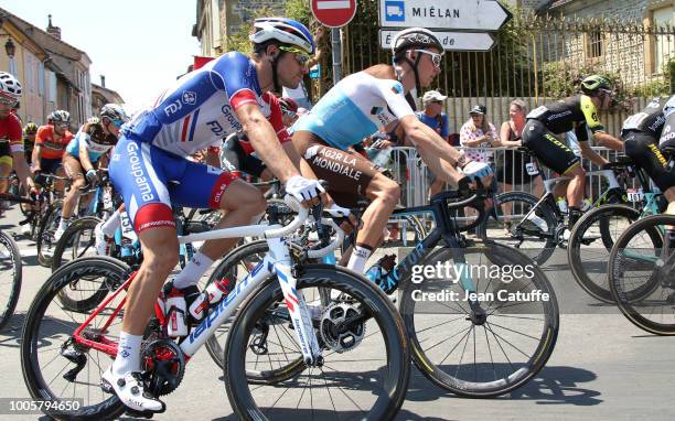 Olivier Le Gac of France and Groupama FDJ, Romain Bardet of France and AG2R La Mondiale during stage 18 of Le Tour de France 2018 between...