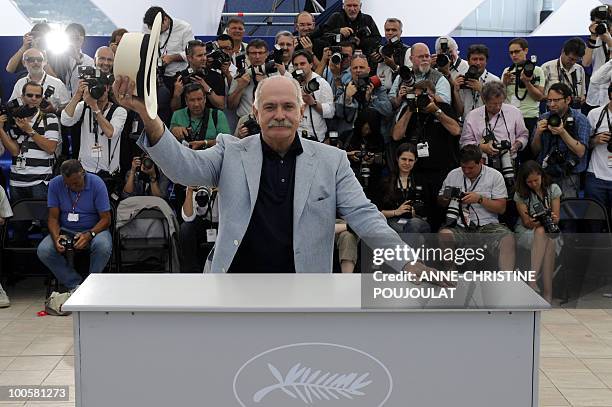 Russian actor and director Nikita Mikhalkov poses during the photocall of "Utomlyonnye Solntsem 2: Predstoyanie" presented in competition at the 63rd...