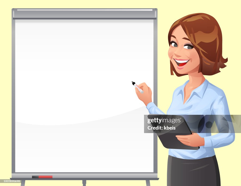 Young Woman At Whiteboard High-Res Vector Graphic - Getty Images