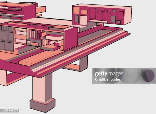 3d concept building model - architect model stock illustrations
