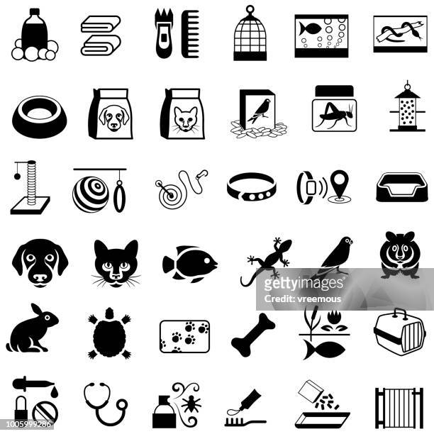 ilustrações de stock, clip art, desenhos animados e ícones de pets and pet store products icons - cat food