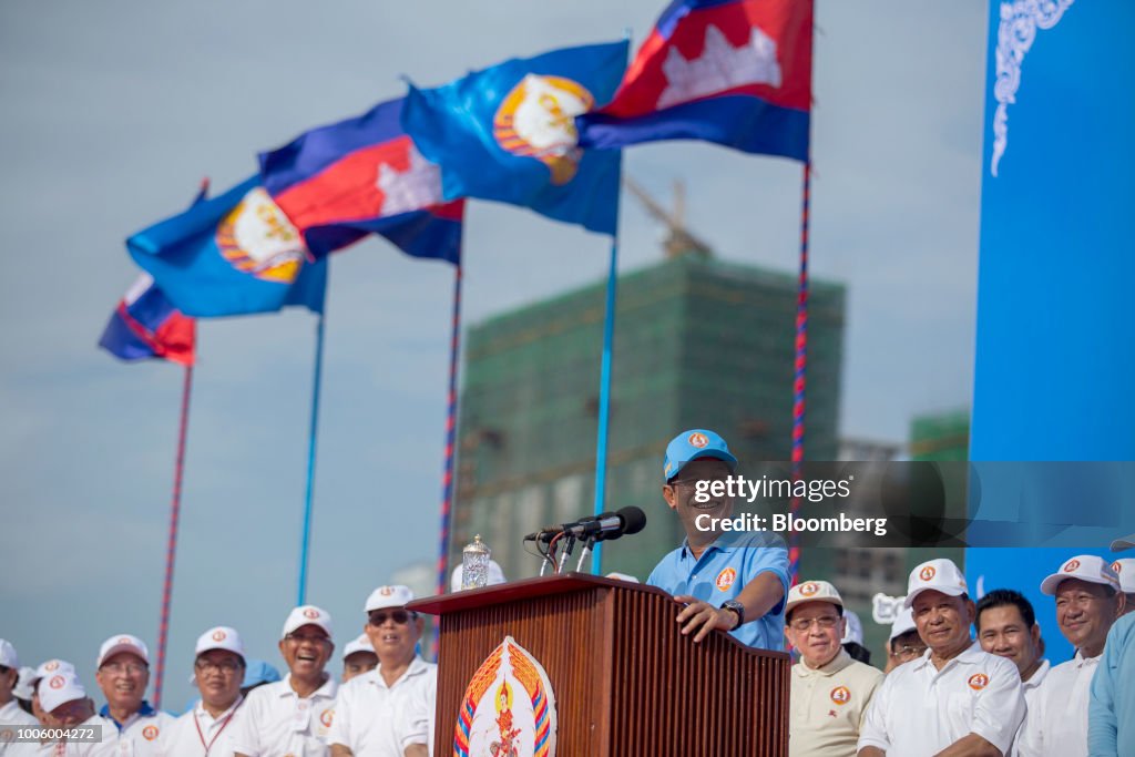 Cambodia's Prime Minister Hun Sen Campaign Rally Ahead Of Elections