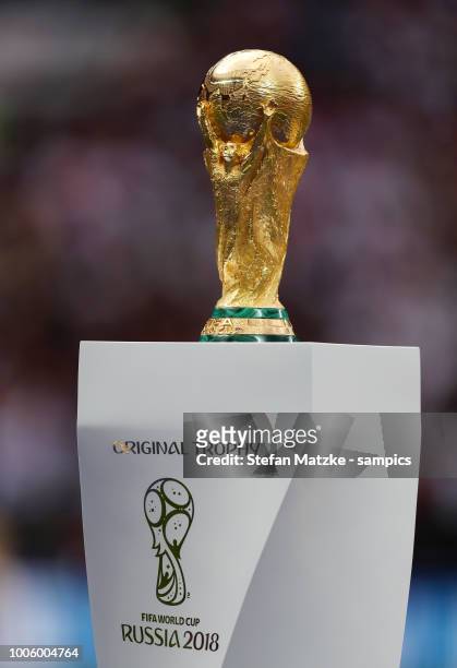 World Cup trophy during the 2018 FIFA World Cup Russia Final between France and Croatia at Luzhniki Stadium on July 15, 2018 in Moscow, Russia.