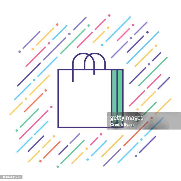 shopping line icon - stroke infographic stock illustrations