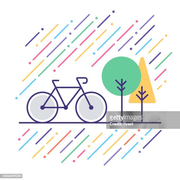 ilustrações de stock, clip art, desenhos animados e ícones de bicycle touring line icon - social impact