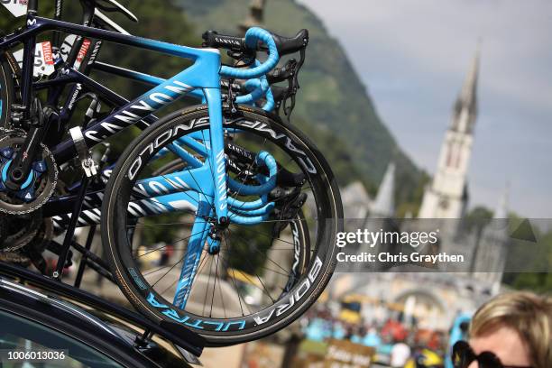 Start / Canyon Bike / Movistar Team of Spain / Detail View / The Sanctuary of Our Lady of Lourdes / during the 105th Tour de France 2018, Stage 19 a...