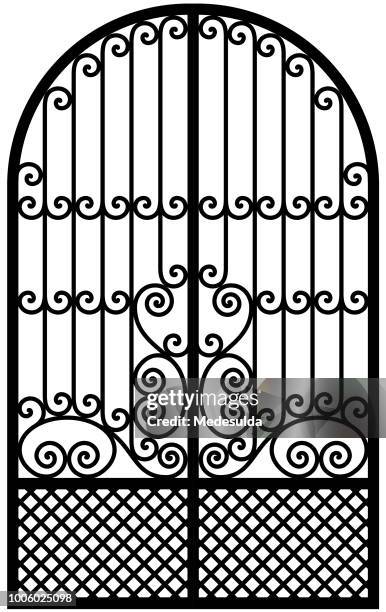 art nouveau wrought iron gate - wrought iron stock illustrations