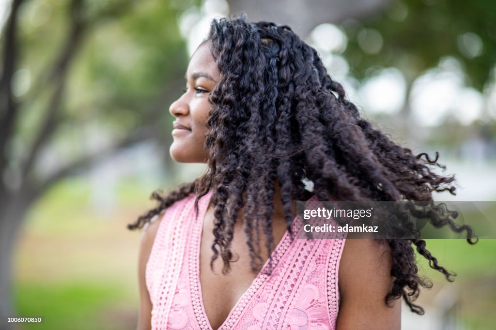 Beautiful Young Black Girl Smiling Carefree