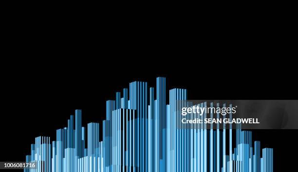 abstract graphic blue city - urban skyline outline stock pictures, royalty-free photos & images