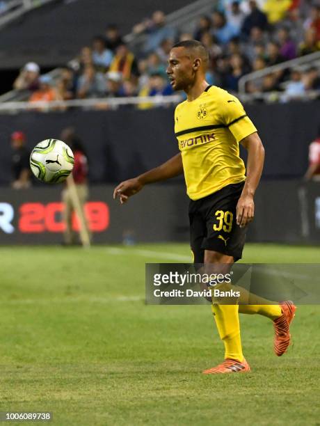 Herbert Bockhorn of Borussia Dortmund plays against Manchester City on July 20, 2018 at Soldier Field in Chicago, Illinois.