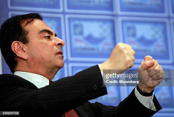 Carlos Ghosn, chief executive officer of Nissan Motor Co., speaks at the Detroit Economic Club in Detroit, Michigan, U.S., on Tuesday, May 25, 2010....