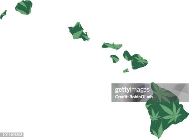 hawaii marijuana leaves map - honolulu stock illustrations