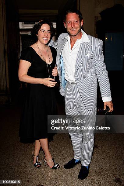 Gilda Moratti and Lapo Elkann attend the Jake And Dinos Chapman Opening At The ProjectB Gallery on May 25, 2010 in Milan, Italy.