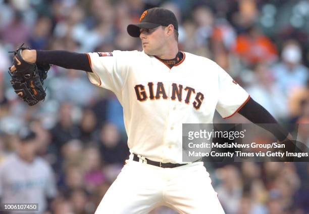 San Francisco Giants pitcher Noah Lowry delivers during action Tuesday, June 12 against the Toronto Blue Jays at AT&T Park in San Francisco, Calif.