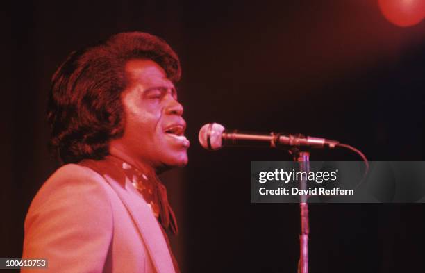 American soul singer and songwriter James Brown performs live on stage at The Venue in London in September 1979. James Brown would go on to play 5...
