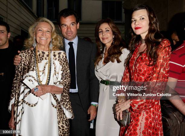 Marta Marzotto , Marta Brivio Sforza and guests attend the Jake And Dinos Chapman Opening At The ProjectB Gallery on May 25, 2010 in Milan, Italy.