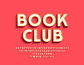 Vector stylish Emblem Book Club with Alphabet